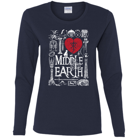 T-Shirts Navy / S I Love Middle Earth Women's Long Sleeve T-Shirt