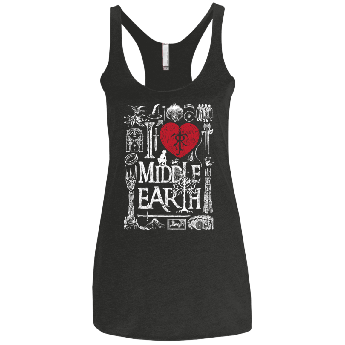 T-Shirts Vintage Black / X-Small I Love Middle Earth Women's Triblend Racerback Tank