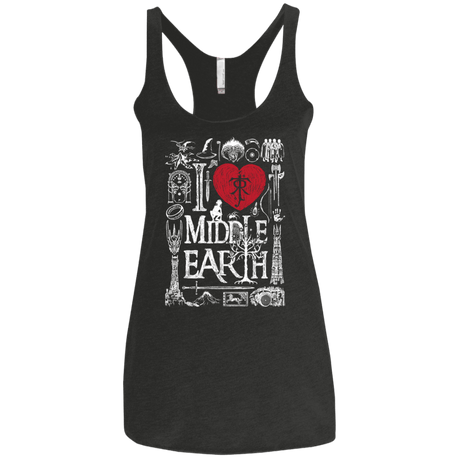 T-Shirts Vintage Black / X-Small I Love Middle Earth Women's Triblend Racerback Tank