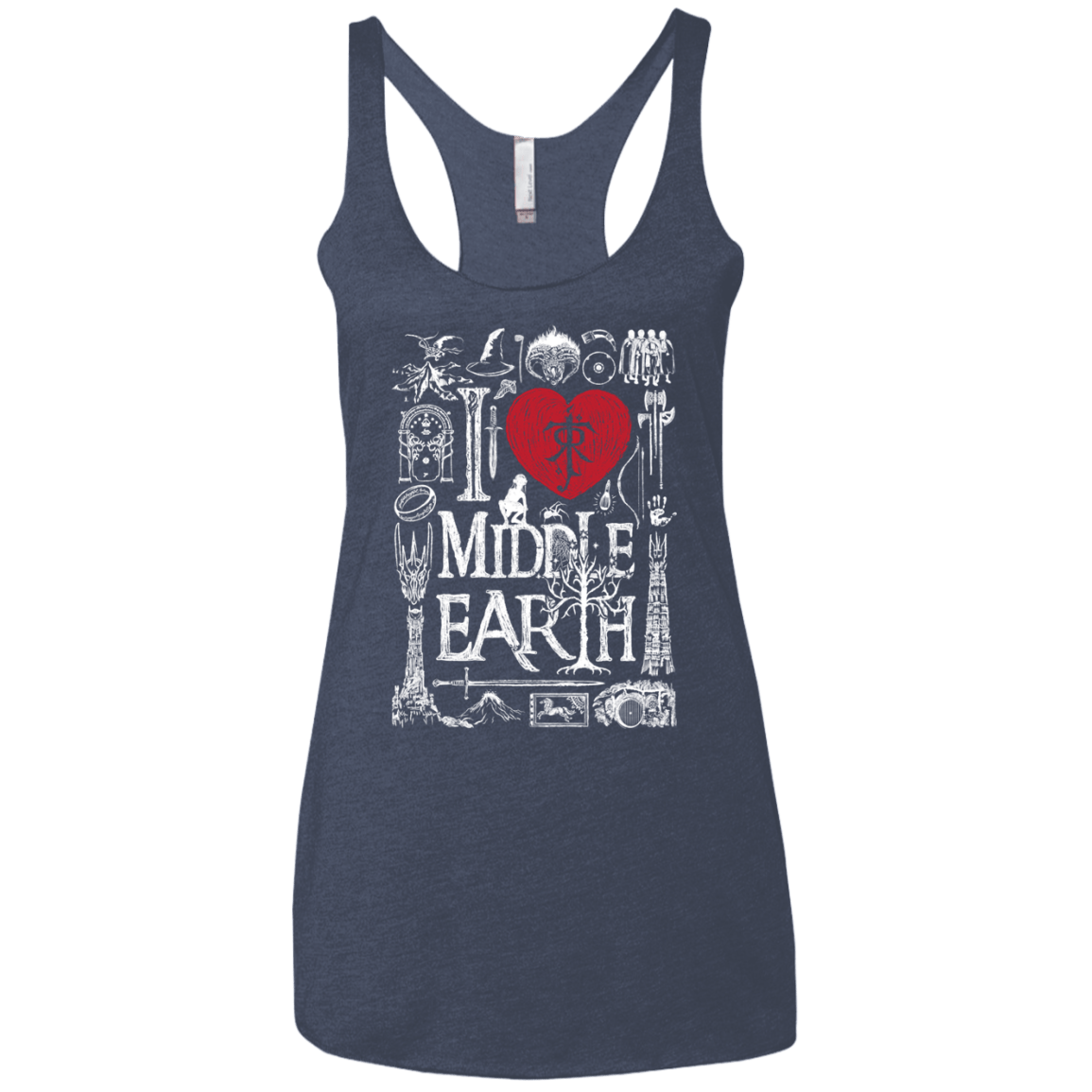 T-Shirts Vintage Navy / X-Small I Love Middle Earth Women's Triblend Racerback Tank