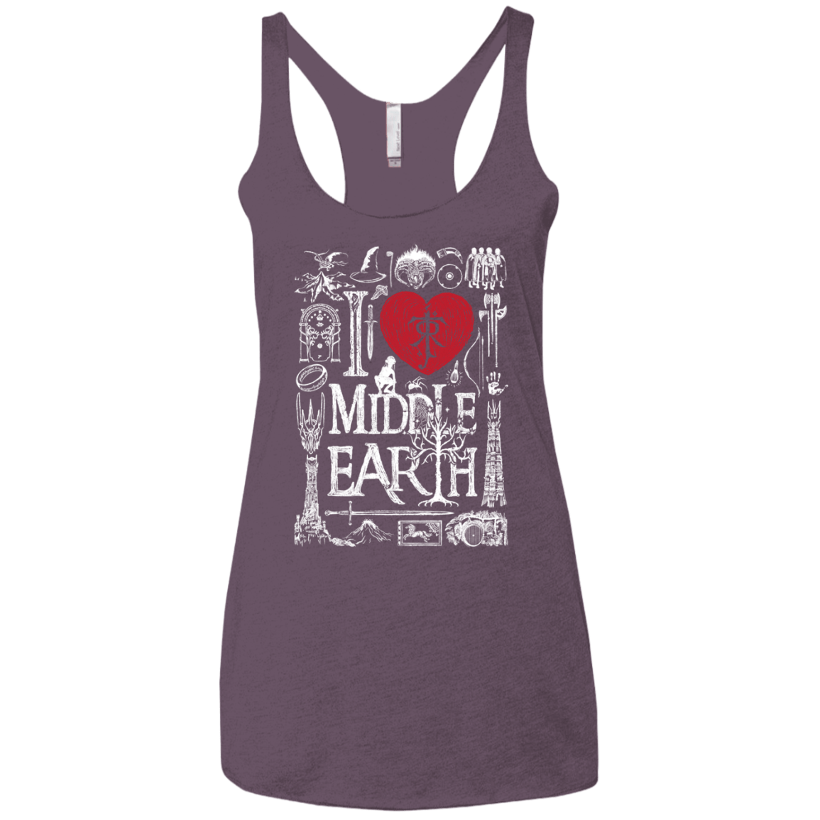 T-Shirts Vintage Purple / X-Small I Love Middle Earth Women's Triblend Racerback Tank