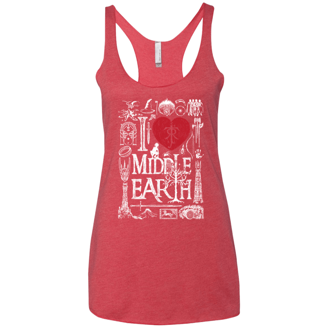 T-Shirts Vintage Red / X-Small I Love Middle Earth Women's Triblend Racerback Tank
