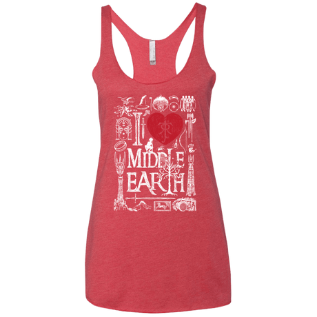 T-Shirts Vintage Red / X-Small I Love Middle Earth Women's Triblend Racerback Tank