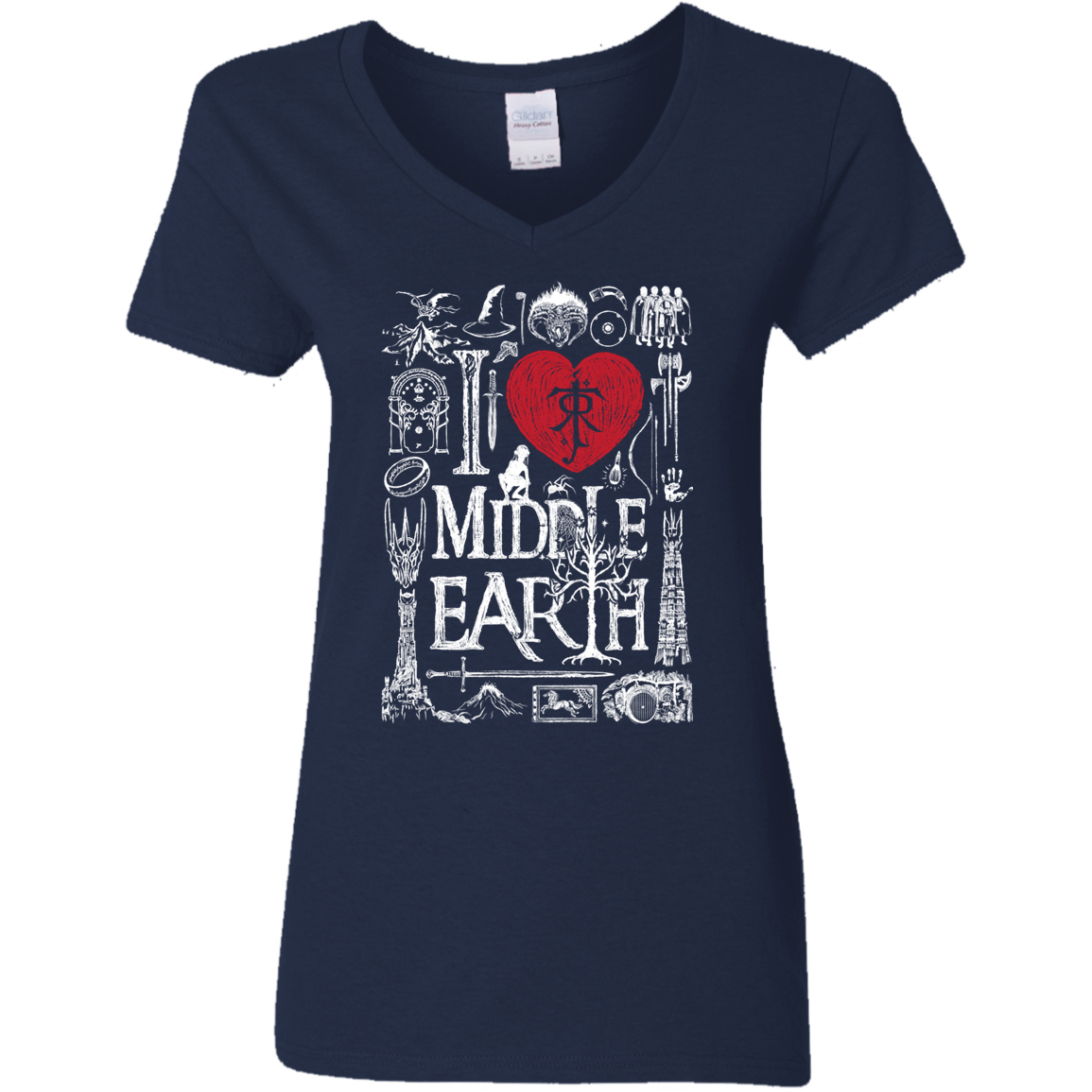 T-Shirts Navy / S I Love Middle Earth Women's V-Neck T-Shirt