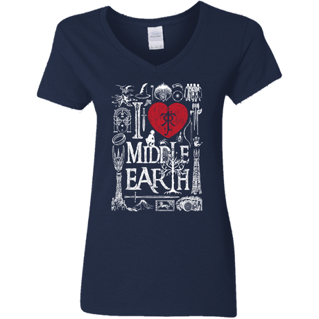 T-Shirts Navy / S I Love Middle Earth Women's V-Neck T-Shirt