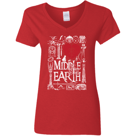 T-Shirts Red / S I Love Middle Earth Women's V-Neck T-Shirt