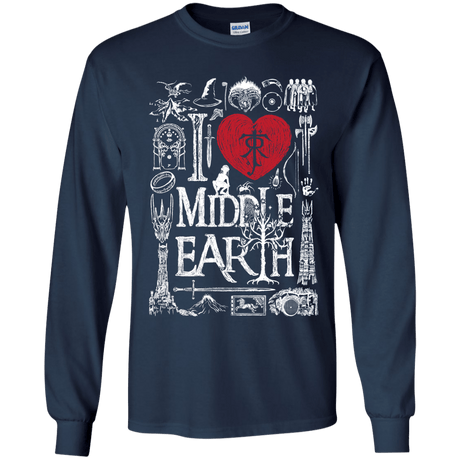 T-Shirts Navy / YS I Love Middle Earth Youth Long Sleeve T-Shirt