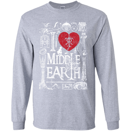 T-Shirts Sport Grey / YS I Love Middle Earth Youth Long Sleeve T-Shirt