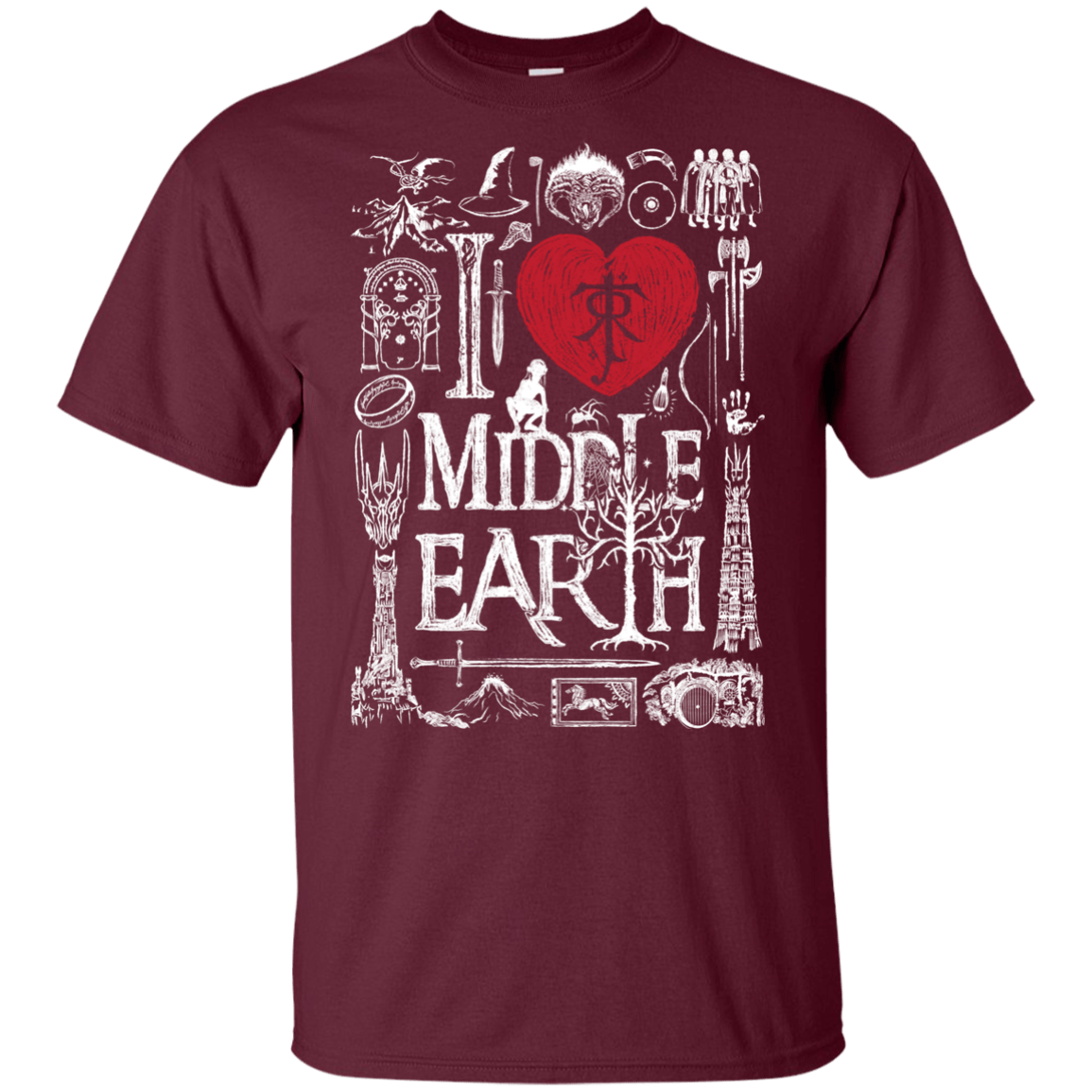 T-Shirts Maroon / YXS I Love Middle Earth Youth T-Shirt