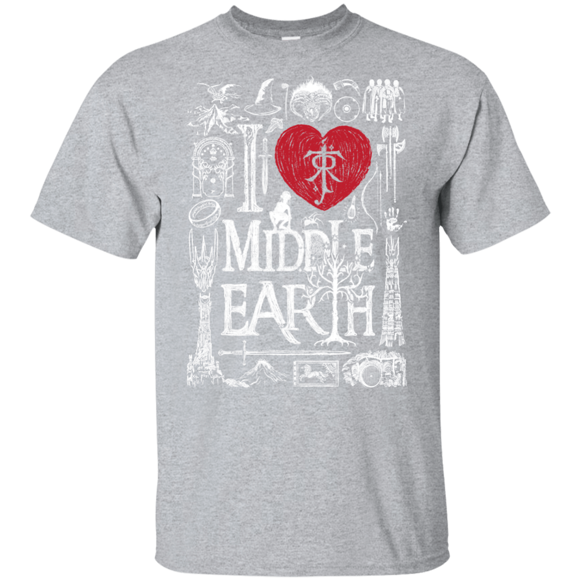 T-Shirts Sport Grey / YXS I Love Middle Earth Youth T-Shirt
