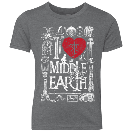 T-Shirts Premium Heather / YXS I Love Middle Earth Youth Triblend T-Shirt