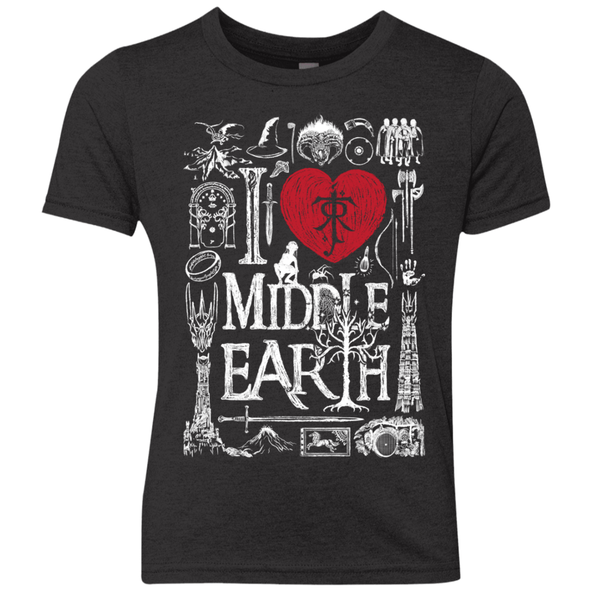 T-Shirts Vintage Black / YXS I Love Middle Earth Youth Triblend T-Shirt