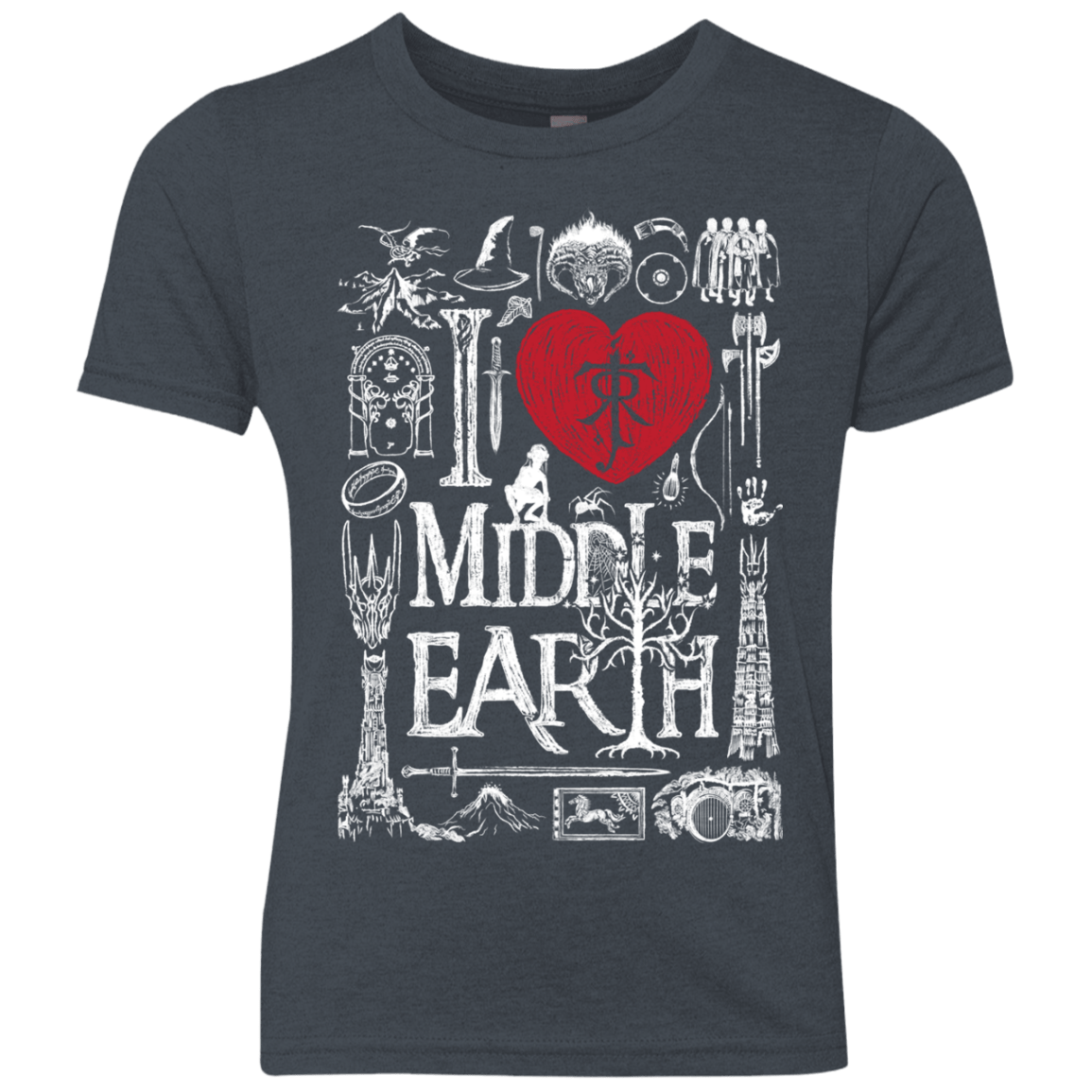 T-Shirts Vintage Navy / YXS I Love Middle Earth Youth Triblend T-Shirt