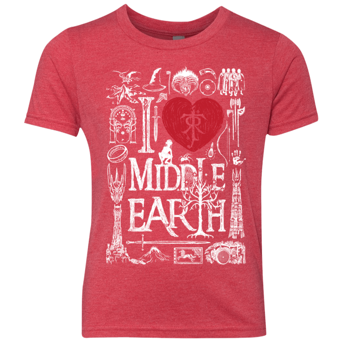 T-Shirts Vintage Red / YXS I Love Middle Earth Youth Triblend T-Shirt