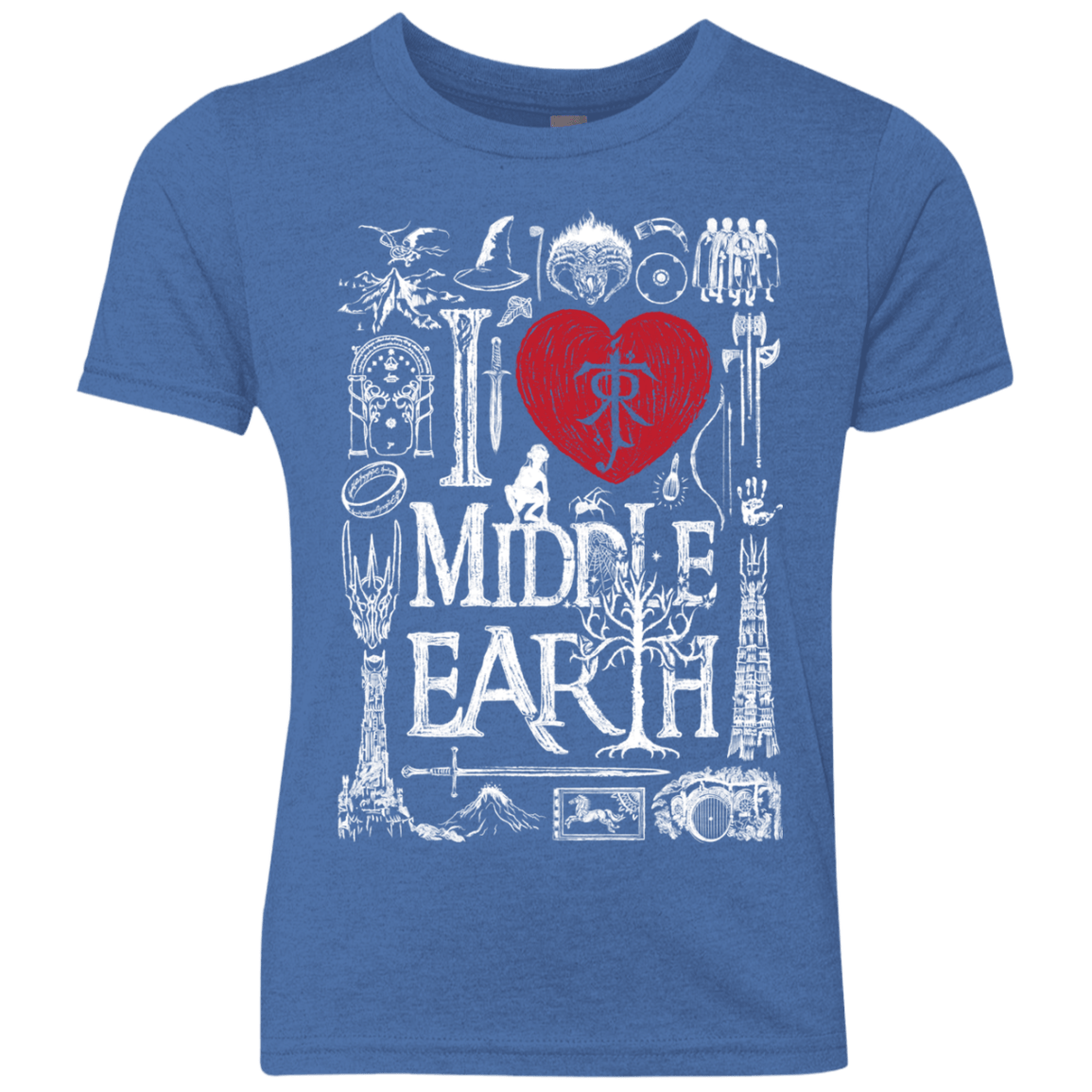 T-Shirts Vintage Royal / YXS I Love Middle Earth Youth Triblend T-Shirt