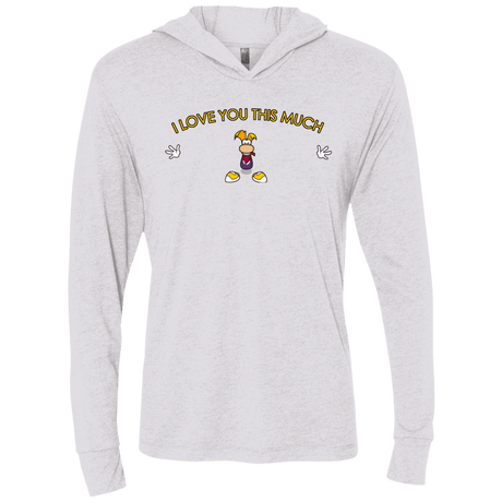 T-Shirts Heather White / X-Small I Love You This Much Triblend Long Sleeve Hoodie Tee