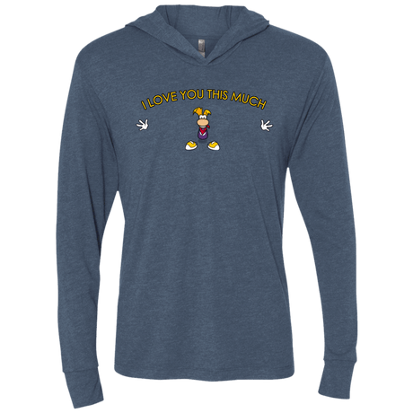 T-Shirts Indigo / X-Small I Love You This Much Triblend Long Sleeve Hoodie Tee