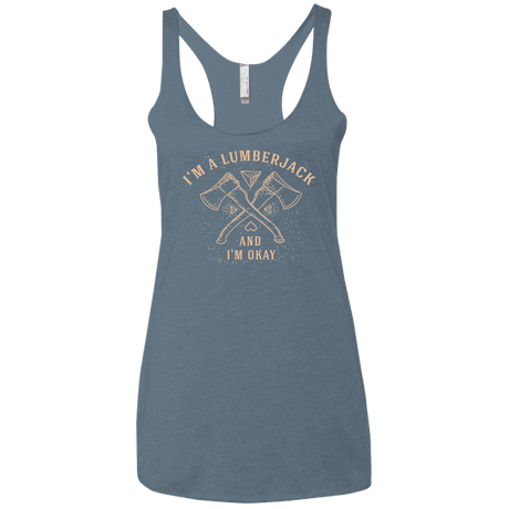 T-Shirts Indigo / X-Small I'm a Lumberjack Women's Triblend Racerback Tank