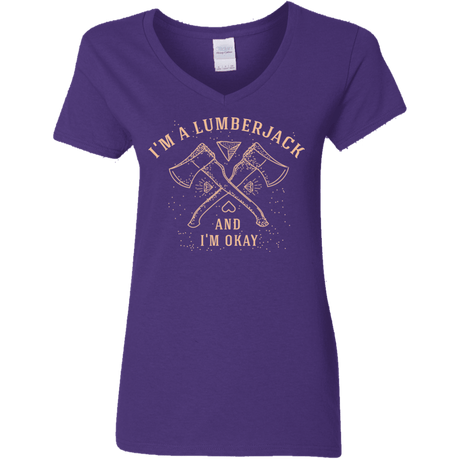 T-Shirts Purple / S I'm a Lumberjack Women's V-Neck T-Shirt