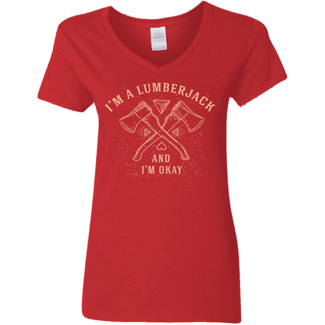 T-Shirts Red / S I'm a Lumberjack Women's V-Neck T-Shirt