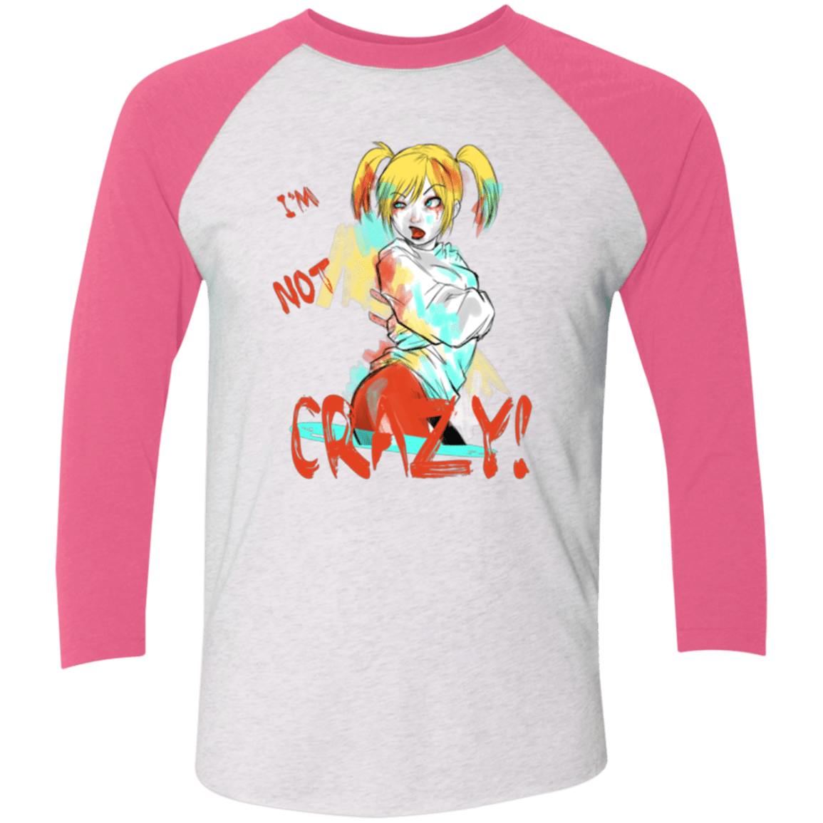 T-Shirts Heather White/Vintage Pink / X-Small I'm not crazy! Triblend 3/4 Sleeve