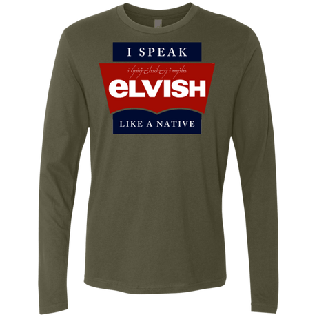 T-Shirts Military Green / Small I speak elvish Men's Premium Long Sleeve