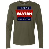 T-Shirts Military Green / Small I speak elvish Men's Premium Long Sleeve