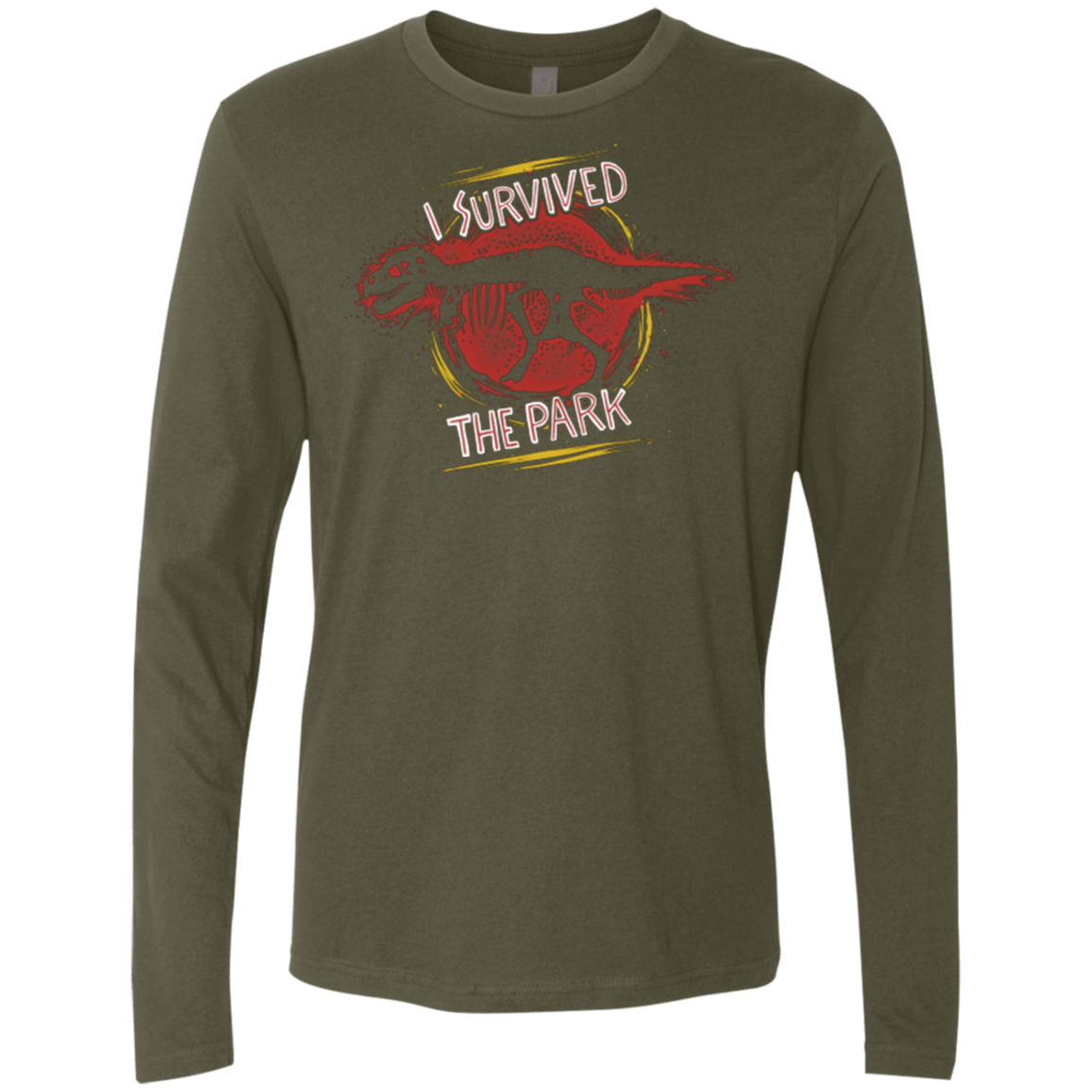 T-Shirts Military Green / Small I SURVIVED THE PARK Men's Premium Long Sleeve