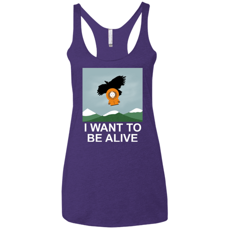 T-Shirts Purple Rush / X-Small I Want to be Alive Women's Triblend Racerback Tank