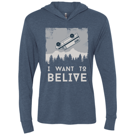 T-Shirts Indigo / X-Small I Want to Believe Triblend Long Sleeve Hoodie Tee