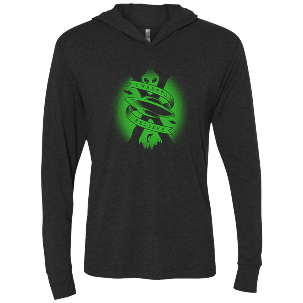 T-Shirts Vintage Black / X-Small I Want To Believe Triblend Long Sleeve Hoodie Tee