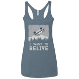 T-Shirts Indigo / X-Small I Want to Believe Women's Triblend Racerback Tank