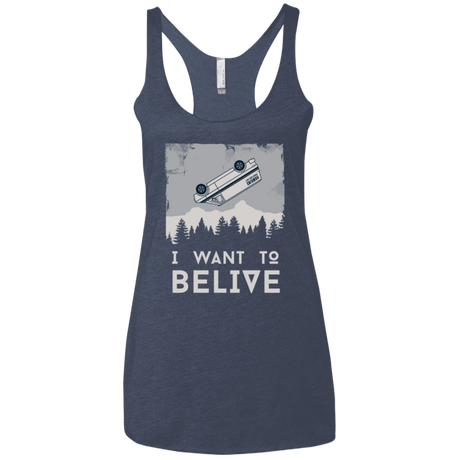 T-Shirts Vintage Navy / X-Small I Want to Believe Women's Triblend Racerback Tank