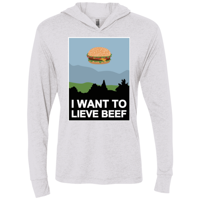 T-Shirts Heather White / X-Small I want to lieve beef Triblend Long Sleeve Hoodie Tee