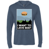 T-Shirts Indigo / X-Small I want to lieve beef Triblend Long Sleeve Hoodie Tee