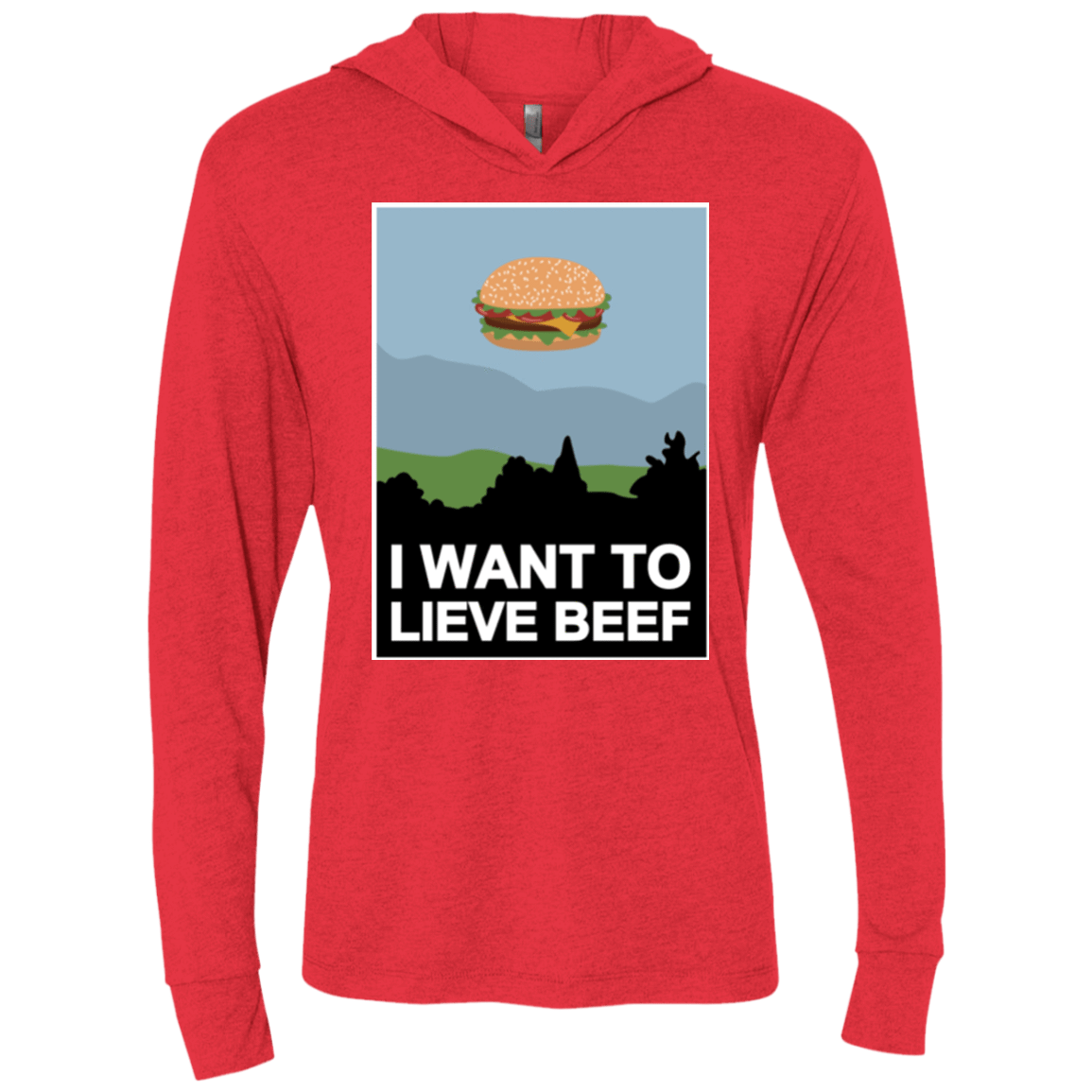 T-Shirts Vintage Red / X-Small I want to lieve beef Triblend Long Sleeve Hoodie Tee