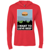 T-Shirts Vintage Red / X-Small I want to lieve beef Triblend Long Sleeve Hoodie Tee