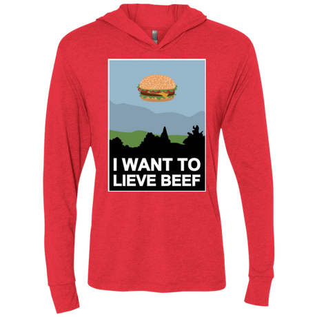 T-Shirts Vintage Red / X-Small I want to lieve beef Triblend Long Sleeve Hoodie Tee