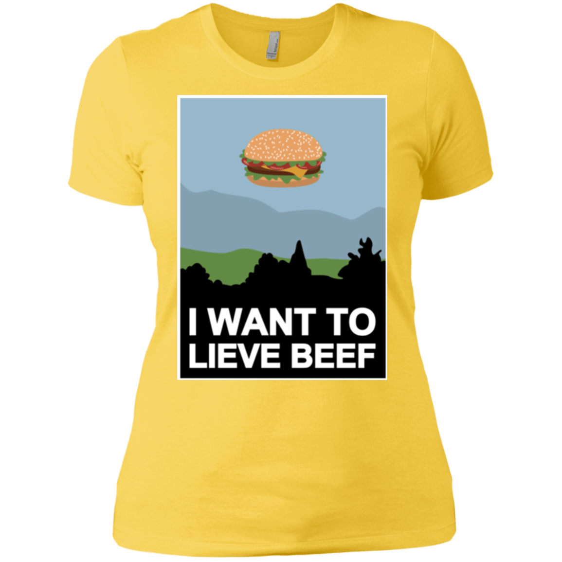 T-Shirts Vibrant Yellow / X-Small I want to lieve beef Women's Premium T-Shirt