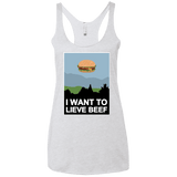 T-Shirts Heather White / X-Small I want to lieve beef Women's Triblend Racerback Tank