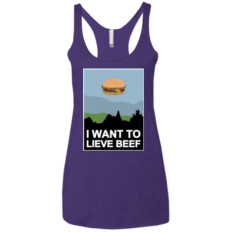 T-Shirts Purple / X-Small I want to lieve beef Women's Triblend Racerback Tank