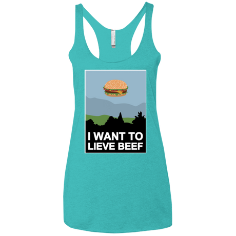 T-Shirts Tahiti Blue / X-Small I want to lieve beef Women's Triblend Racerback Tank