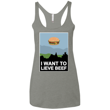 T-Shirts Venetian Grey / X-Small I want to lieve beef Women's Triblend Racerback Tank
