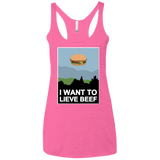 T-Shirts Vintage Pink / X-Small I want to lieve beef Women's Triblend Racerback Tank