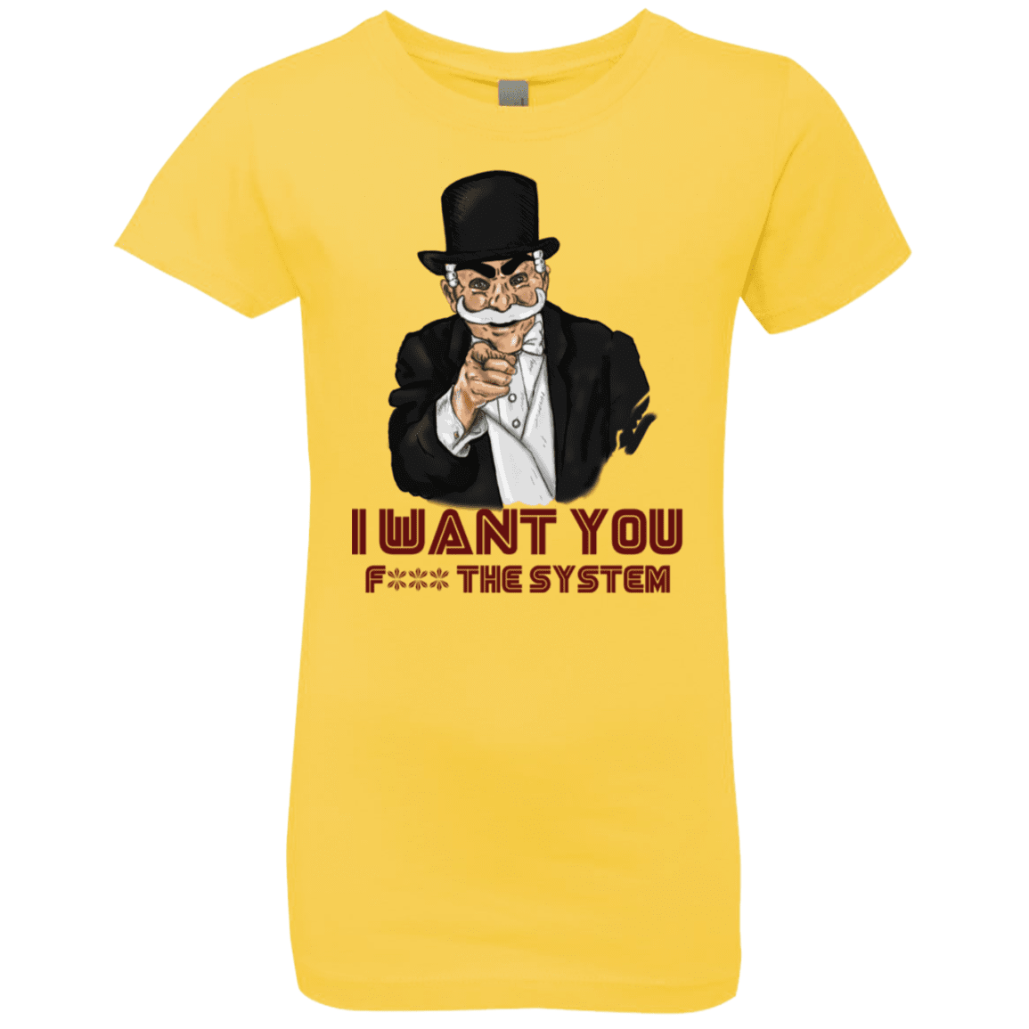 T-Shirts Vibrant Yellow / YXS i want you f3ck the system Girls Premium T-Shirt