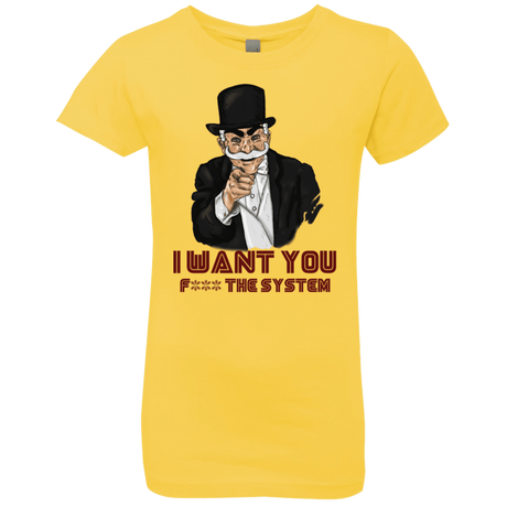 T-Shirts Vibrant Yellow / YXS i want you f3ck the system Girls Premium T-Shirt