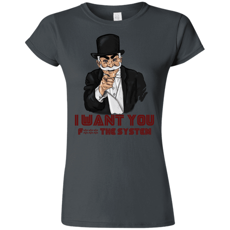 T-Shirts Charcoal / S i want you f3ck the system Junior Slimmer-Fit T-Shirt
