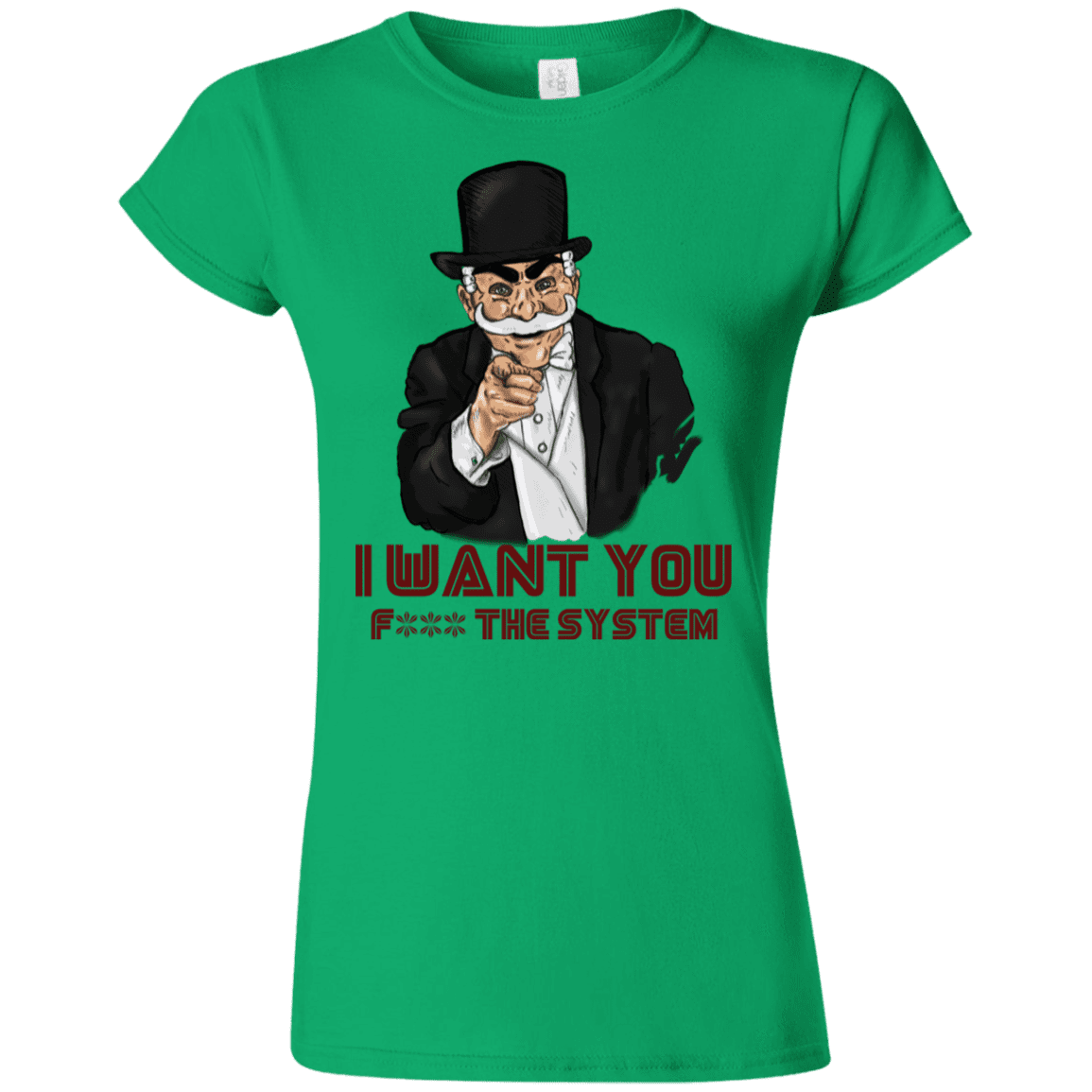 T-Shirts Irish Green / S i want you f3ck the system Junior Slimmer-Fit T-Shirt