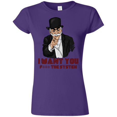 T-Shirts Purple / S i want you f3ck the system Junior Slimmer-Fit T-Shirt