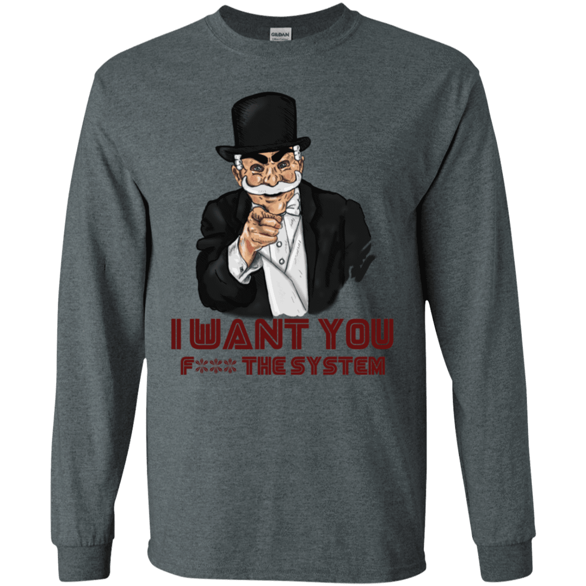 T-Shirts Dark Heather / S i want you f3ck the system Men's Long Sleeve T-Shirt